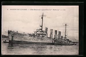 Carte postale Kriegsschiff Mulhouse, ehemals SMS Stralsund vor Anker liegend