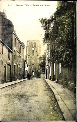 Image du vendeur pour Ansichtskarte / Postkarte Beccles Suffolk East Anglia England, Church Tower and Street mis en vente par akpool GmbH