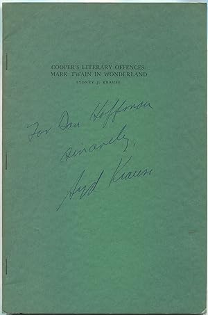 Bild des Verkufers fr [Offprint]: Cooper's Literary Offences: Mark Twain in Wonderland zum Verkauf von Between the Covers-Rare Books, Inc. ABAA