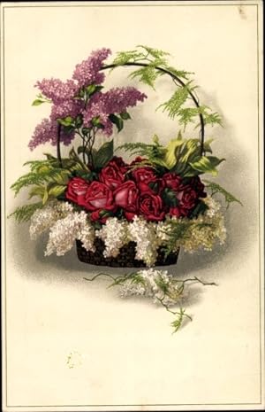 Bild des Verkufers fr Ansichtskarte / Postkarte Blumen im Korb, Rosen - Meissner und Buch 2261 zum Verkauf von akpool GmbH