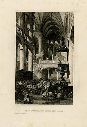 Antique Print-Interior of church St. Etienne in Paris-Anonymous-ca. 1870