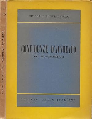 Bild des Verkufers fr Confidenze d'avvocato (Voci di "Siparietto") zum Verkauf von Biblioteca di Babele