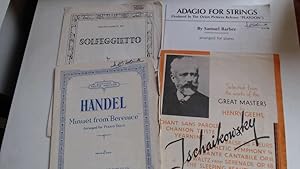 Seller image for A Varied Selection of 4 Pieces for Piano Solo: Minuet from "Berenice" by Handel,Solfeggietto by C.P.E.Bach, Adagio by Samual Barber & Theme from 1st Piano Concerto by Tschaikovsky. for sale by Goldstone Rare Books