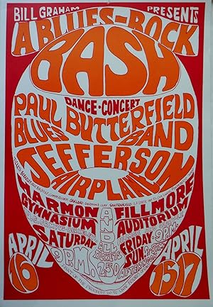 Bill Graham Presents a Blues Rock Bash Poster. Featuring Paul Butterfield Blues Band and Jefferso...