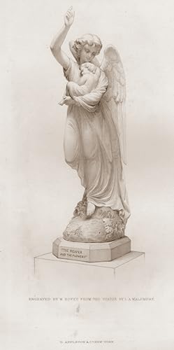 THE REAPER AND THE FLOWERS After STATUE BY MALEMPRE Engraved by ROFFE ,1880 Steel Engraving