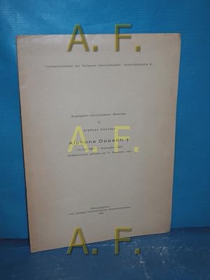 Bild des Verkufers fr Biographien sterreichischer Historiker II. Alphons Dopsch : (14. Juli 1868-1. Sept. 1953) , Gedchtnisrede, gehalten am 11. November 1953 (Verffentlichtungen des Verbandes sterreichischer Geschichtsvereine 6) zum Verkauf von Antiquarische Fundgrube e.U.