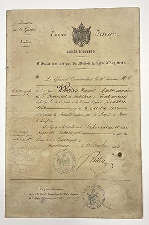 [Urkunde zur Verleihung der Krim-Medaille von 1856]. -