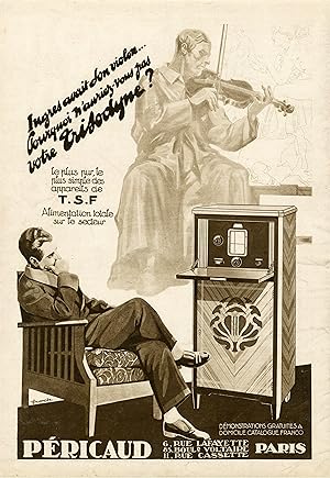 "RADIO TRISODYNE" Annonce originale entoilée MIROIR DU MONDE années 30