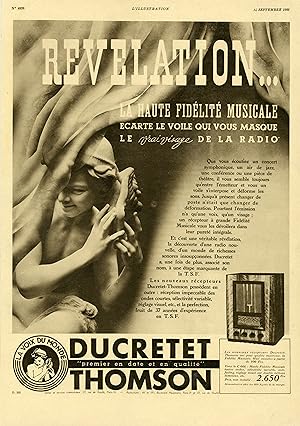 "DUCRETET THOMSON "Annonce originale entoilée L'ILLUSTRATION 14/09/1935