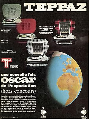 "TEPPAZ OSCAR" Annonce originale entoilée PARIS-MATCH (1965)