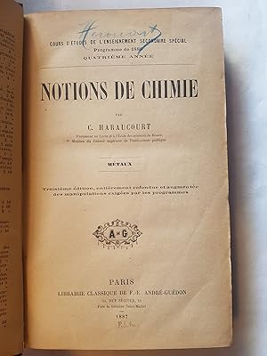 Seller image for Notions de chimie : Mtaux - Chimie organique for sale by Les Kiosques