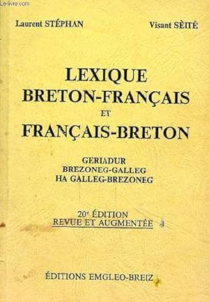 Image du vendeur pour Lexique breton-franais et franais-breton 20 dition revue et augmente mis en vente par Le-Livre