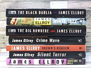 Imagen del vendedor de 7 James Ellroy Mystery Suspense Novels (The Black Dahlia, White Jazz, The Big Nowhere, Crime WAve, Brown's Requiem, Silent Terror, Suicide Hill) a la venta por Archives Books inc.