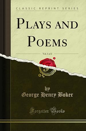 Imagen del vendedor de Plays and Poems, Vol. 1 of 2 (Classic Reprint) a la venta por Forgotten Books