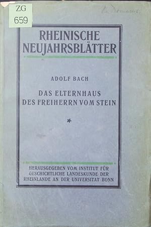 Bild des Verkufers fr Das Elternhaus des Freiherrn vom Stein. zum Verkauf von Antiquariat Bookfarm
