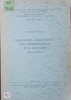 Bild des Verkufers fr Vegetation, Landnutzung und Agrarpotential in El Salvador. zum Verkauf von Antiquariat Bookfarm
