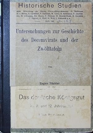 Bild des Verkufers fr Untersuchungen zur Geschichte des Decemvirats und der Zwlftafeln. zum Verkauf von Antiquariat Bookfarm