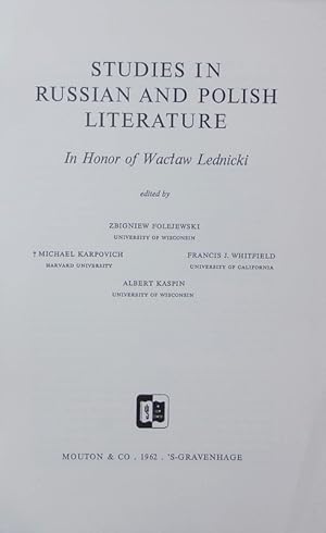 Seller image for Studies in Russian and Polish literature. In honor of Waclaw Lednicki. for sale by Antiquariat Bookfarm