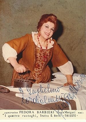 Contralto Fedora Barbieri siora Margari nei: I quattro rusteghi. Teatro G. Verdi. Trieste.