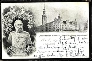 Bild des Verkufers fr Litho Knig Albert von Sachsen, Trauerkarte zum Tod 1902, Der Vorsehung eingedenk, Dresden Schloss zum Verkauf von akpool GmbH