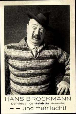 Bild des Verkufers fr Ansichtskarte / Postkarte Humorist Hans Brockmann mit Hut in gestreiftem Pullover, Portrait zum Verkauf von akpool GmbH