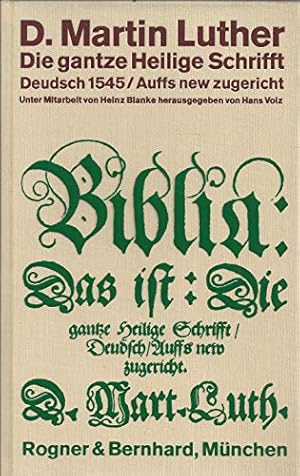 Seller image for Die gantze Heilige Schrifft Deudsch.2 Bnde plus Anhang, im Schuber Hrsg. von Hans Volz unter Mitarb. von Heinz Blanke. Textred.: Friedrich Kur for sale by Antiquariat Johannes Hauschild