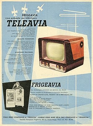 "TELEAVIA / FRIGEAVIA" Annonce originale entoilée par Jean COLIN pour PARIS-MATCH années 50
