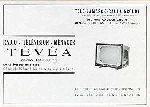 "TÉVÉA" Annonce originale entoilée années 50