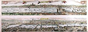 LONDON and LONDON 1890. Two panoramic views on one sheet. The first is a copy of the famous e...
