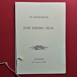 Bild des Verkufers fr En Memoriam Jos Hierro Real. Santander, 28 de marzo de 2003. zum Verkauf von Carmichael Alonso Libros