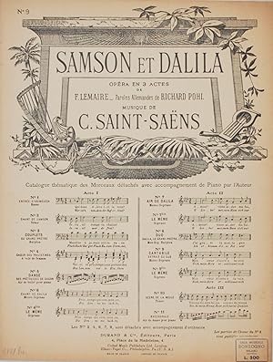 Immagine del venditore per Samson et Dalila. Opera en 3 acts (Acte II, n. 9) venduto da FABRISLIBRIS