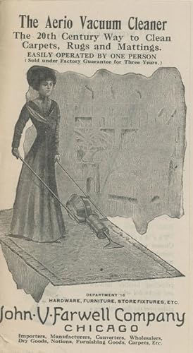 Image du vendeur pour THE AERIO VACUUM CLEANER. THE 20TH CENTURY WAY TO CLEAN CARPETS, RUGS AND MATTINGS. EASILY OPERATED BY ONE PERSON mis en vente par BUCKINGHAM BOOKS, ABAA, ILAB, IOBA