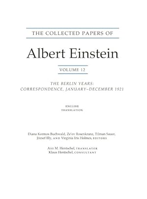 Immagine del venditore per Collected Papers of Albert Einstein : The Berlin Years: Correspondence, January-December 1921 venduto da GreatBookPrices