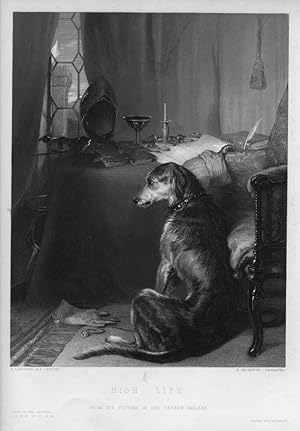 HIGH LIFE WOLFHOUND After LANDSEER Engraved by BECKWITH,1849 Steel Engraving