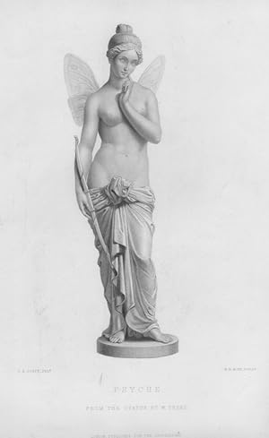 SCULPTURE OF PSYCHE After ROFFE Engraved by MOTE ,1851 Steel Engraving