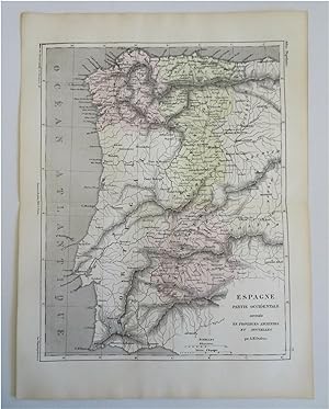 Spain & Portugal Galicia Asturias Lisbon Santiago de Compostella 1855 Dufour map