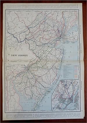 New Jersey Trenton Camden Egg Harbor Newark c. 1880's-90 Cram large map