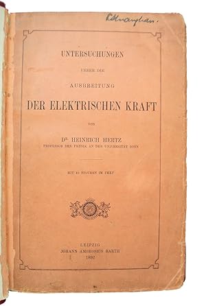 Bild des Verkufers fr Untersuchungen ueber die Ausbreitung der elektrischen Kraft zum Verkauf von Heritage Book Shop, ABAA