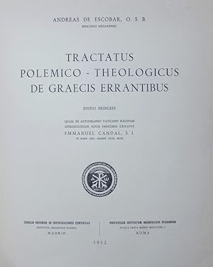 Imagen del vendedor de Tractatus polemico-theologicus de Graecis errantibus. a la venta por Antiquariat Bookfarm