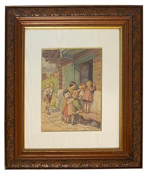They Looked to See How Much More Carving Johann Had Done Original Watercolor from "Johann the Woo...