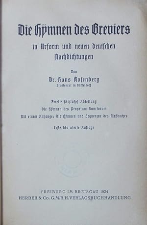 Imagen del vendedor de Die Hymnen des Proprium Sanctorum. Mit einem Anhange: Die Hymnen und Sequenzen des Mebuches. a la venta por Antiquariat Bookfarm