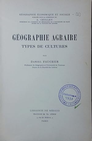 Imagen del vendedor de Gographie agraire. Types de cultures. a la venta por Antiquariat Bookfarm