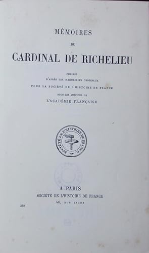 Bild des Verkufers fr Mmoires du Cardinal de Richelieu. 4, (1624). zum Verkauf von Antiquariat Bookfarm