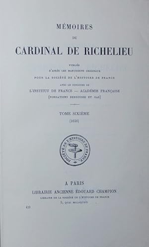 Bild des Verkufers fr Mmoires du Cardinal de Richelieu. 6, (1626). zum Verkauf von Antiquariat Bookfarm