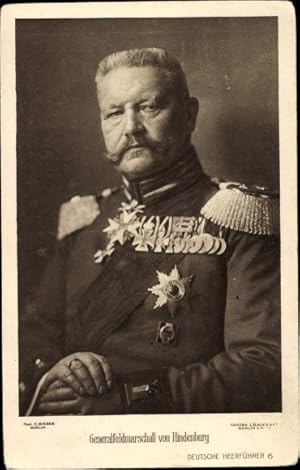 Ansichtskarte / Postkarte Generalfeldmarschall Paul von Hindenburg, Liersch, Deutsche Helden 6, O...