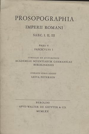 Prosopographia Imperii Romani; Teil: Ps. 5 : Fasc. 2.