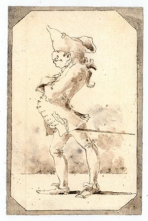 Bild des Verkufers fr Caricature of a gentleman wearing a tricorne. zum Verkauf von Antiquariat INLIBRIS Gilhofer Nfg. GmbH