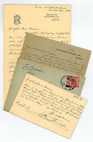 Bild des Verkufers fr Eigenh. Brief mit U. und 2 eigenh. Briefkarten mit U. zum Verkauf von Antiquariat INLIBRIS Gilhofer Nfg. GmbH
