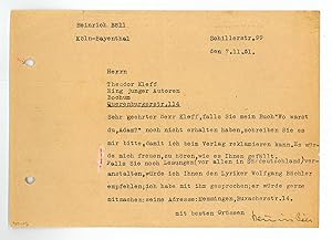 Imagen del vendedor de Ms. Brief mit eigenh. U. a la venta por Antiquariat INLIBRIS Gilhofer Nfg. GmbH