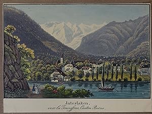 Jnterlaken, vers la Joungfrau, Canton Berne. Altkolorierte Aquatinta. Zürich, Rudolf Dikenmann um...